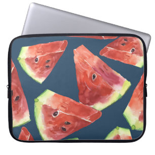 Funda Para Portátil Patrón sin foco. Trozos de sandía acuática.