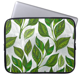 Funda Para Portátil Patrón sin inconvenientes con hojas de té verdes