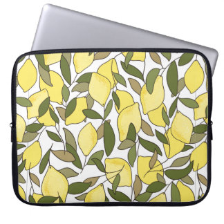 Funda Para Portátil Patrón sin soldadura con limones y hojas
