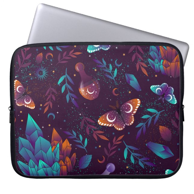Funda Para Portátil Patrón sin soldadura con mariposa espacial, crista (Frente)