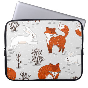 Funda Para Portátil Patrón sin soldadura de conejo de invierno