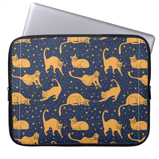 Funda Para Portátil Patrón sin soldadura, gatos divertidos en poses co (Frente)