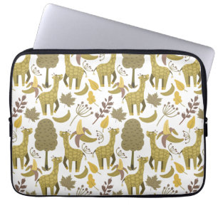 Funda Para Portátil Patrón sin soldadura Giraffe amarillo fondo blanco