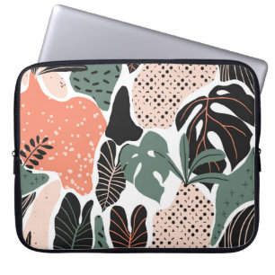 Funda Para Portátil Patrón sin soldadura, planta abstracta dibujada a