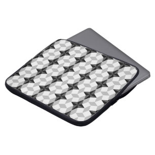 Funda Para Portátil Patrón Starbuust y Rhombus negro y gris