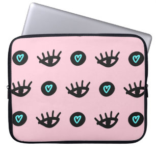 Funda Para Portátil Patrón suave de cintura con ojos de doodle y h