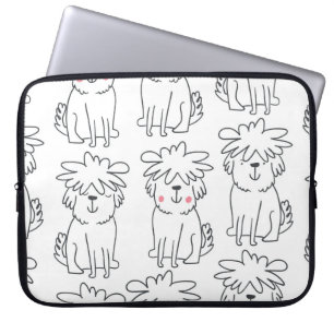 Funda Para Portátil Patrón suave de trazo corto a mano con doodle lind