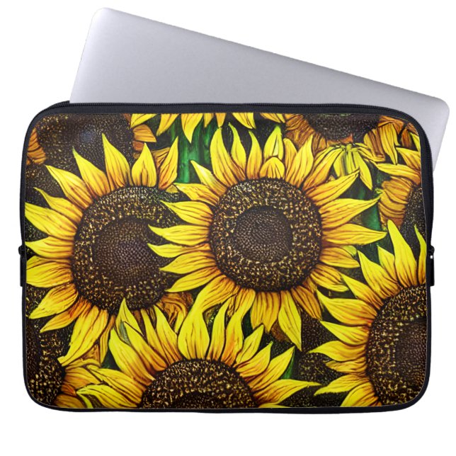 Funda Para Portátil Patrón Sunflower Grande Sunny (Frente)