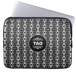 Funda Para Portátil Patrón Tao abstracto elegante en blanco y negro