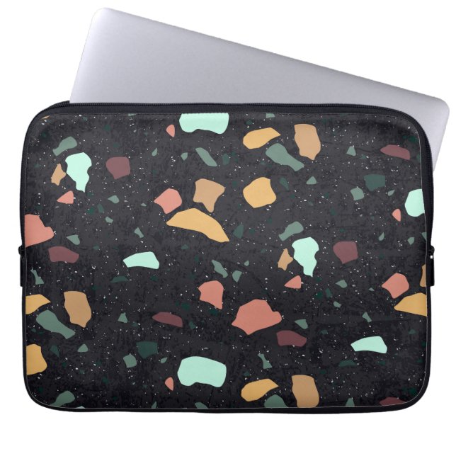 Funda Para Portátil Patrón Terrazo negro (Frente)