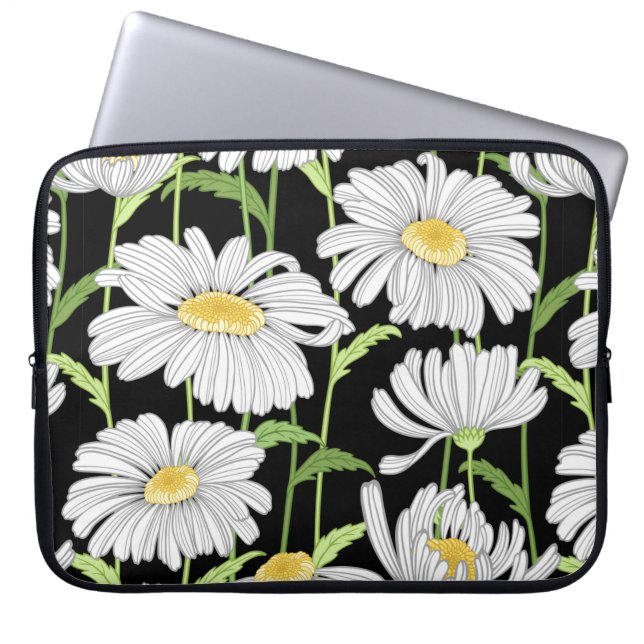 Funda Para Portátil patrón transparente con flores de verano (Frente)