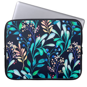 Funda Para Portátil Patrón transparente de acuarela. Botánico complica
