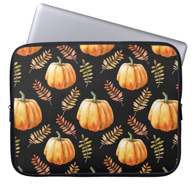 Funda Para Portátil Patrón transparente de acuarela con calabaza (Frente)