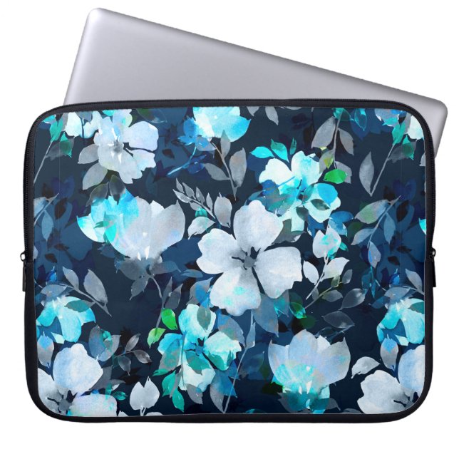 Funda Para Portátil Patrón transparente de acuarela. Impresión floral (Frente)