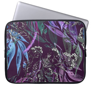 Funda Para Portátil Patrón transparente de acuarela. Rama con wat de b