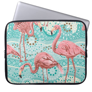 Funda Para Portátil Patrón transparente de flamencos rosados