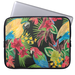 Funda Para Portátil Patrón transparente de pintura acuarela con loros