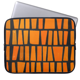 Funda Para Portátil Patrón tribal africano naranja y negro