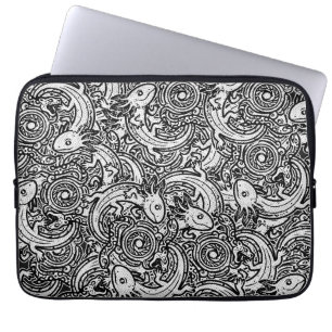 Funda Para Portátil Patrón tribal azteca axolotl xolotl mitología boho