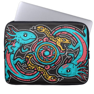 Funda Para Portátil Patrón tribal azteca axolotl xolotl mitología boho