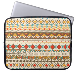 Funda Para Portátil Patrón tribal azteca en rayas, ilustraciones vinta