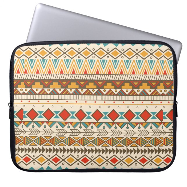 Funda Para Portátil Patrón tribal azteca en rayas, ilustraciones vinta (Frente)