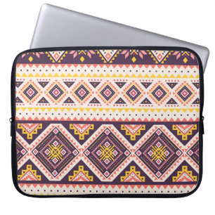 Funda Para Portátil Patrón tribal azteca rayado, geométrico.