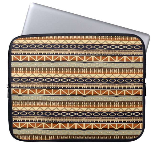 Funda Para Portátil patrón tribal de franjas de etnia africana (Frente)