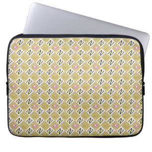 Funda Para Portátil Patrón Tribal Geométrico Moderno de Oliva y Magent