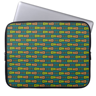 Funda Para Portátil Patrón tribal rojo y amarillo en Verde azulado: fu