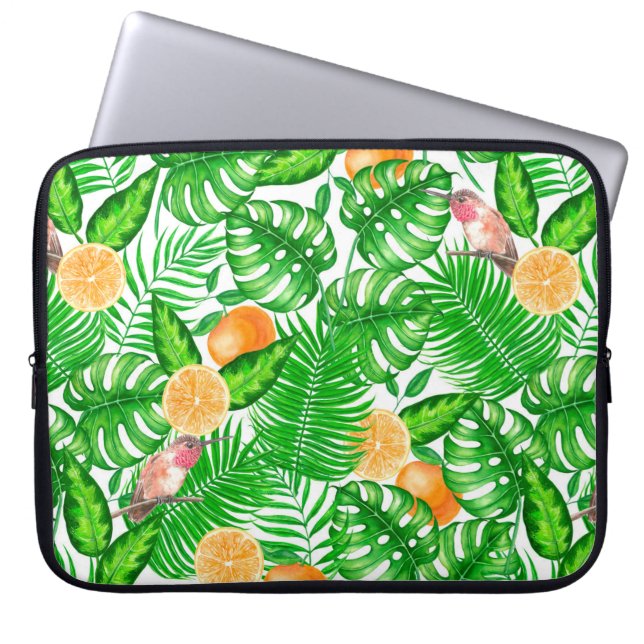 Funda Para Portátil Patrón tropical, colibríes II (Frente)