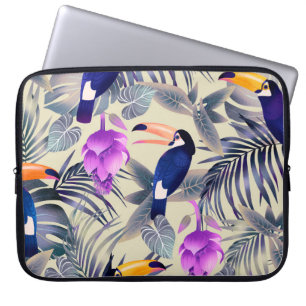 Funda Para Portátil Patrón tropical sin costuras con los turistas, mon