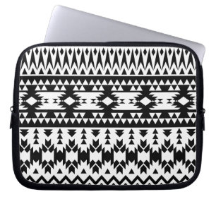Funda Para Portátil Patrón vectorial geométrico azteca blanco y negro