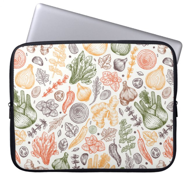 Funda Para Portátil Patrón vegetal de los jardines de cocina (Frente)