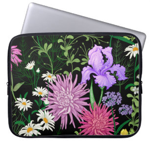 Funda Para Portátil Patrón veraniego sin foco. Flores silvestres, camo