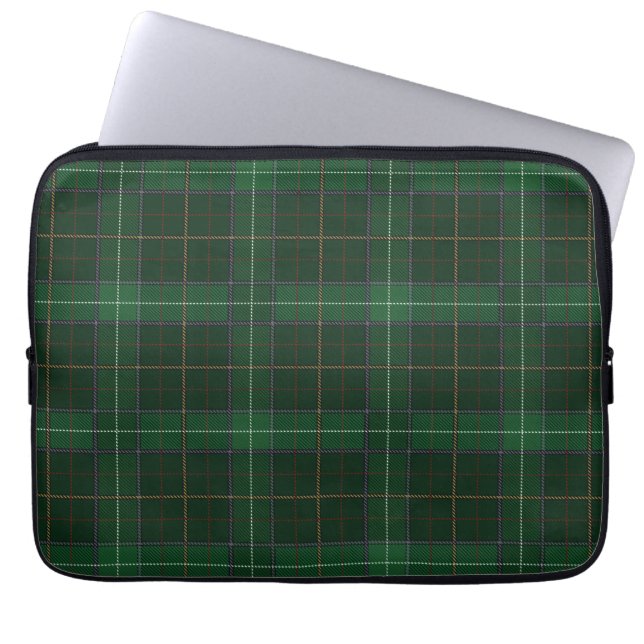 Funda Para Portátil Patrón verde del Tartán Walsh revisado (Frente)