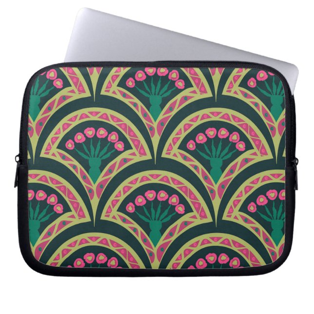 Funda Para Portátil patrón verde en forma de cáscara (Frente)