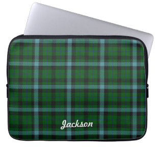 Funda Para Portátil Patrón verde y azul de plaid tartán