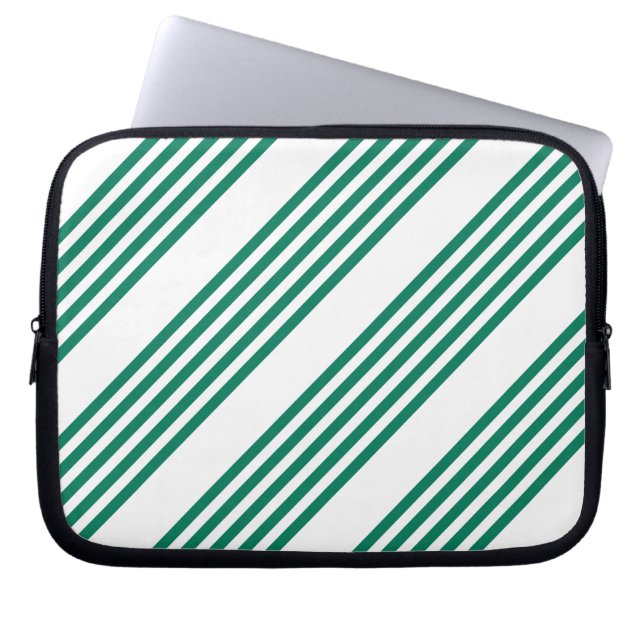 Funda Para Portátil Patrón verde y blanco de cinco rayas (Frente)