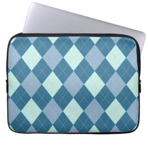 Funda Para Portátil Patrón Vintage Argyle Azul