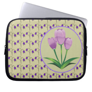 Funda Para Portátil Patrón vintage de la flor de tulipán púrpura lindo