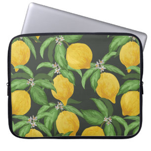 Funda Para Portátil Patrón vintage sin fisuras de limón. Bac de frutas