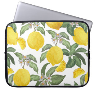 Funda Para Portátil Patrón vintage sin fisuras de limón. Bac de frutas