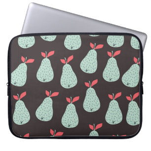 Funda Para Portátil Patrón vintage sin foco con peras de menta. Bab de