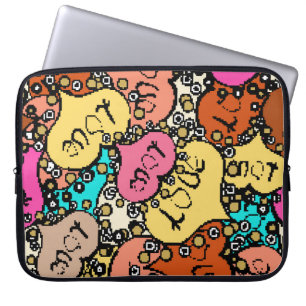 Funda Para Portátil Patrón vintage sutil con naranja diminuto, negro y