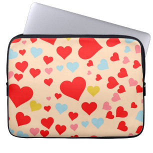 Funda Para Portátil Patrón Y2K de corazón simple de color azul rosado