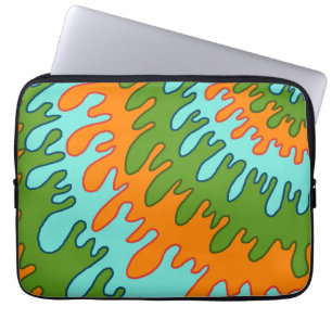 Funda Para Portátil Patrón Y2K de la banda de goteo líquida del Naranj