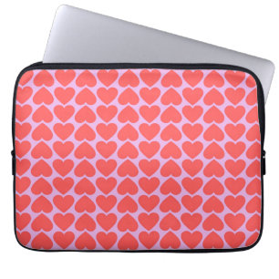 Funda Para Portátil Patrón Y2K de Red Heart Grid Rosa