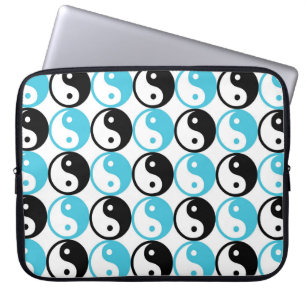 Funda Para Portátil Patrón yin yang azul y negro