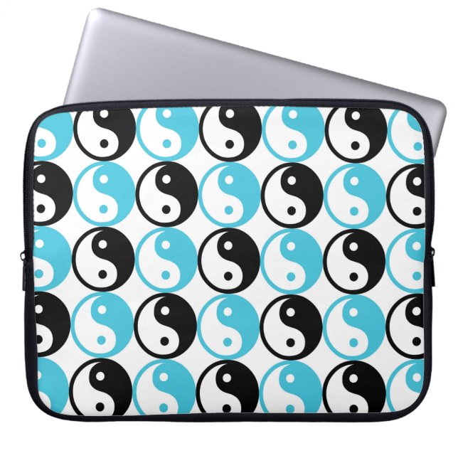 Funda Para Portátil Patrón yin yang azul y negro (Frente)